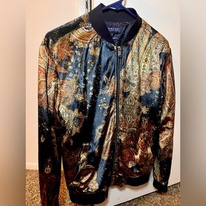 Blue/Gold Zara slim fit bomber jacket